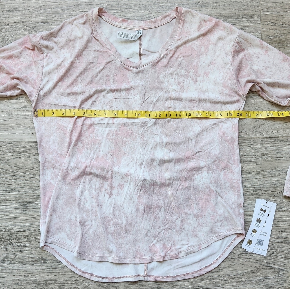 RBX Active Pink Top Womems Medium Tie-dye Long Sleeve V Neck Nwt - Picture 8 of 8